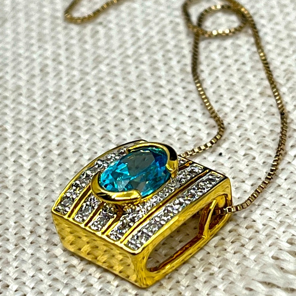 💎 Technibond Blue Topaz Pendant Necklace - QVC Classic!